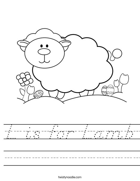 L is for Lamb Worksheet - D'Nealian - Twisty Noodle