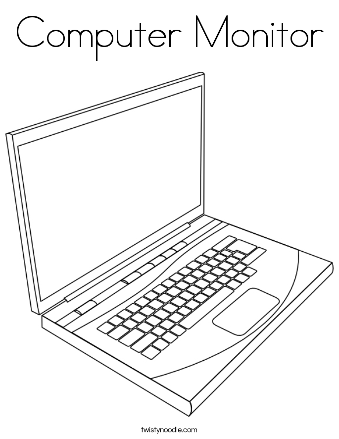 Computer Monitor Coloring Page - Twisty Noodle Computer Monitor Coloring Page - Twisty Noodle