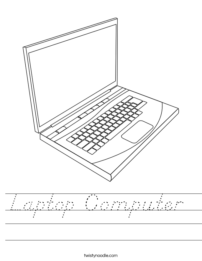 Laptop Computer Worksheet - D'Nealian - Twisty Noodle