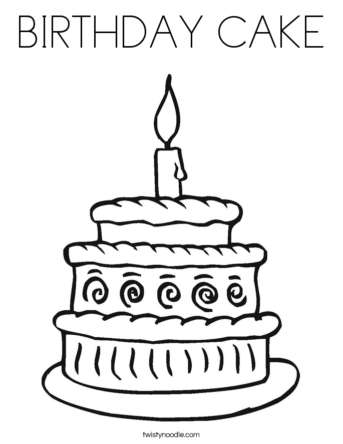 BIRTHDAY CAKE Coloring Page - Twisty Noodle