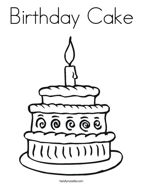 birthday cake black and white coloring page