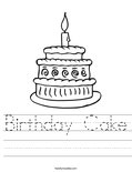 Birthday Cake Worksheet