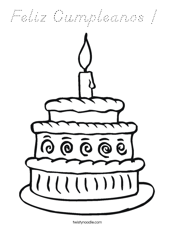 Feliz Cumpleanos !  Coloring Page