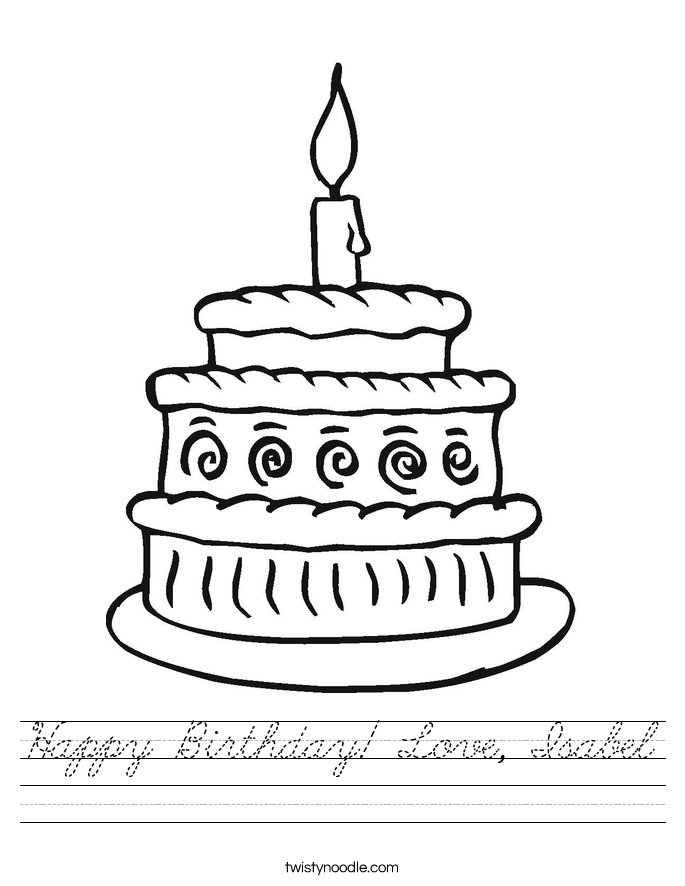 Happy Birthday! Love, Isabel Worksheet