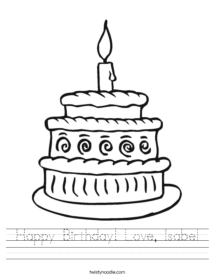 Happy Birthday! Love, Isabel Worksheet