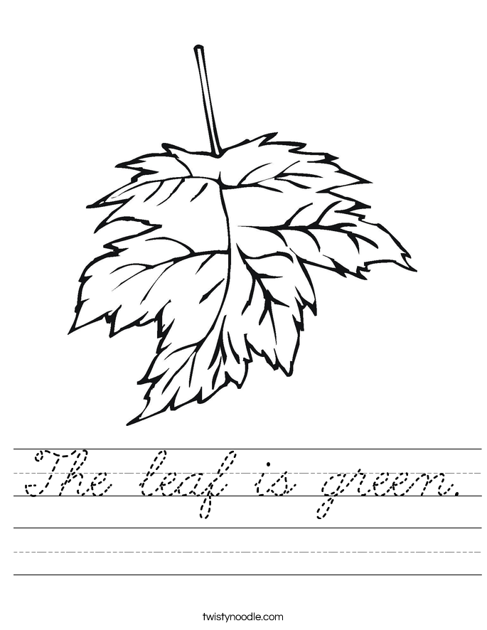 The leaf is green. Worksheet