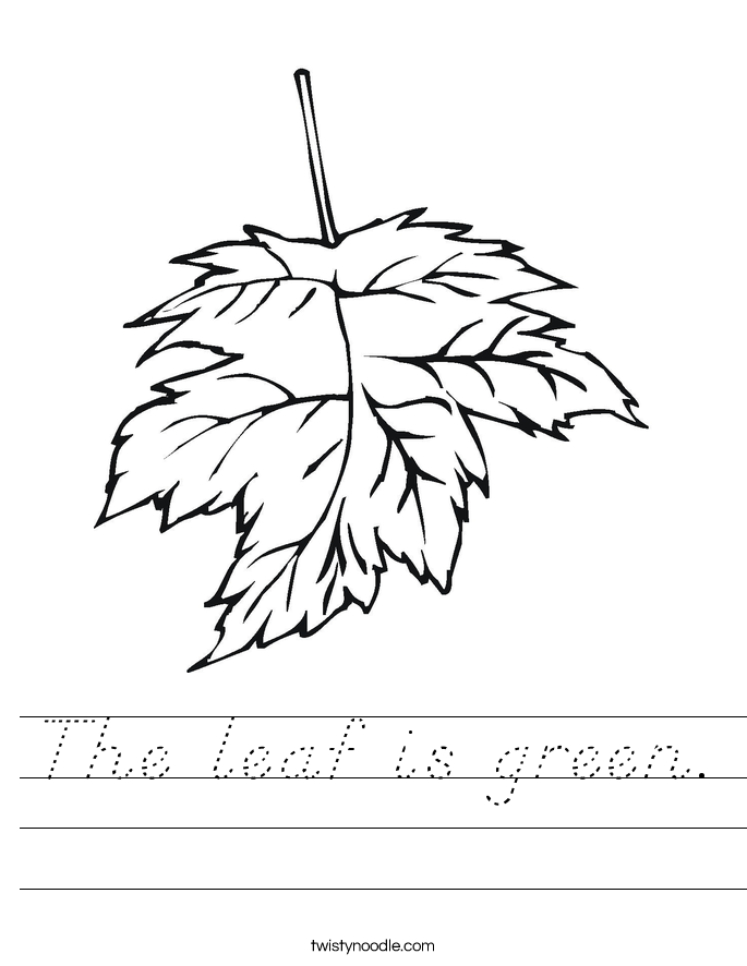 The leaf is green. Worksheet