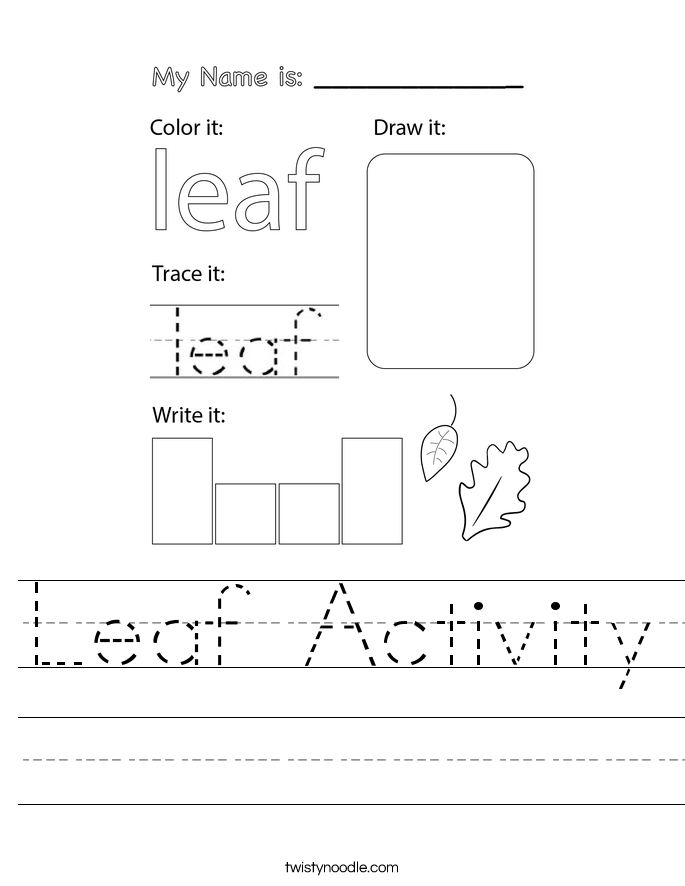 Leaf Activity Worksheet