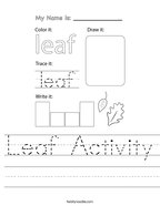 Leaf Activity Handwriting Sheet