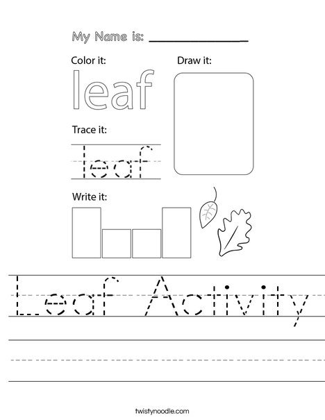 Leaf Activity Worksheet
