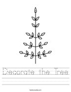 Decorate the Tree Handwriting Sheet
