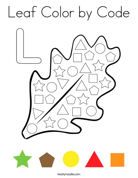 Leaf Color by Code Coloring Page