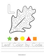 Leaf Color by Code Handwriting Sheet