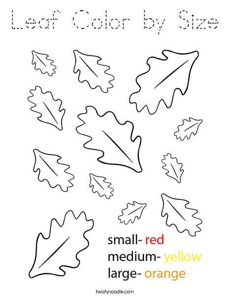 Leaf Color by Size Coloring Page