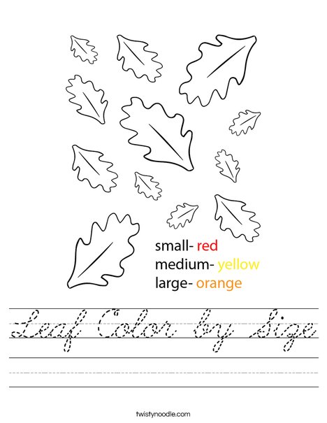 Leaf Color by Size Worksheet