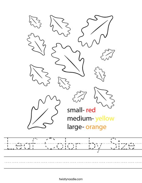 Leaf Color by Size Worksheet