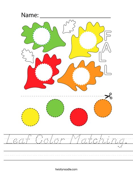 Leaf Color Matching. Worksheet