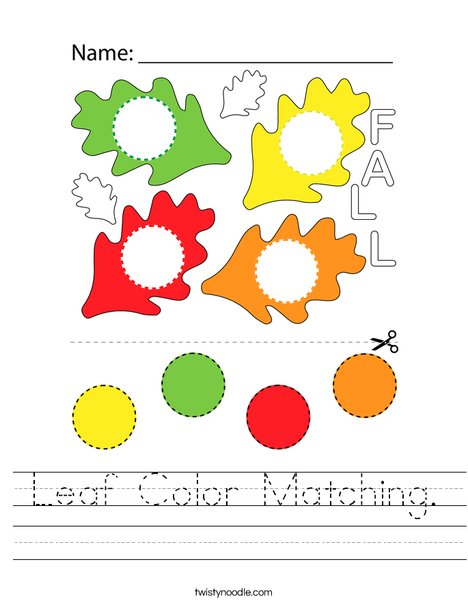 Leaf Color Matching. Worksheet