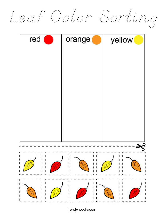 Leaf Color Sorting Coloring Page