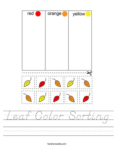 Leaf Color Sorting Worksheet