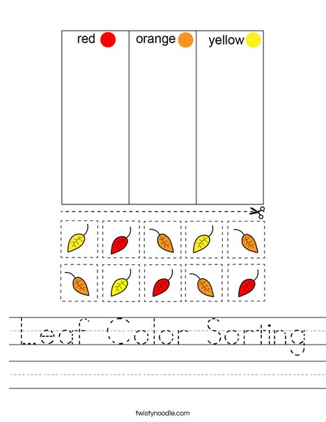 Leaf Color Sorting Worksheet
