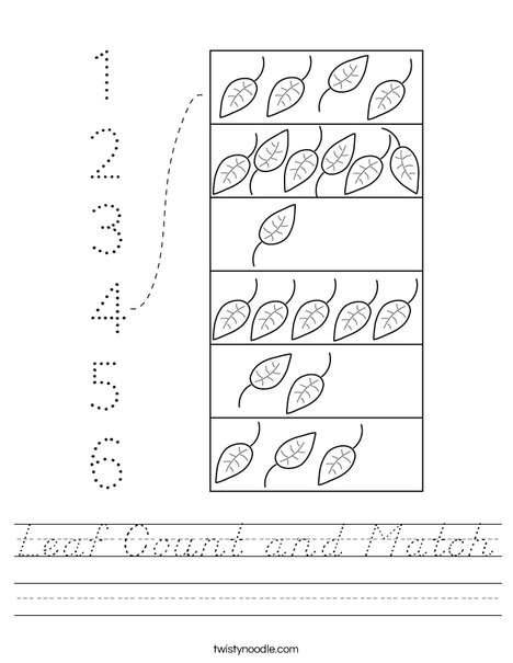 Leaf Count and Match Worksheet