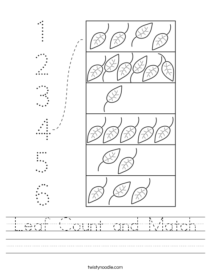 Leaf Count and Match Worksheet