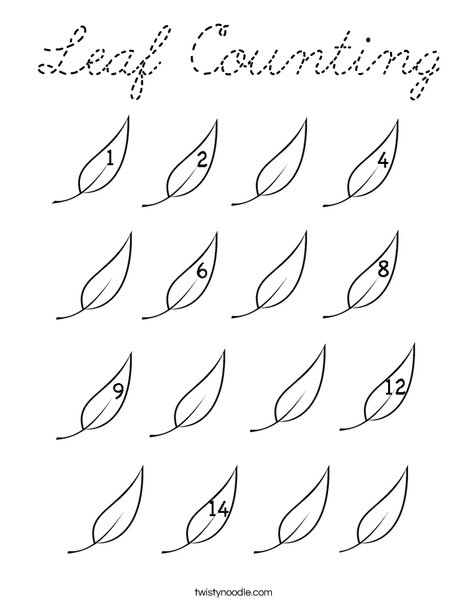Leaf Counting Coloring Page