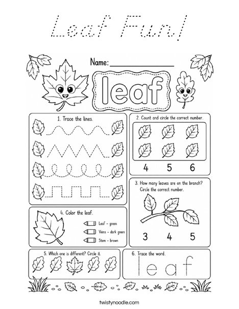 Leaf Fun! Coloring Page