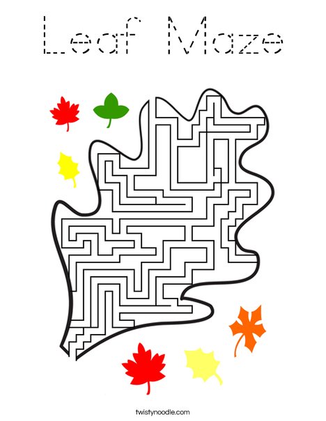 Leaf Maze Coloring Page