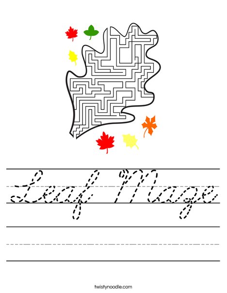 Leaf Maze Worksheet