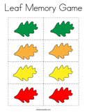 Leaf Memory Game Coloring Page