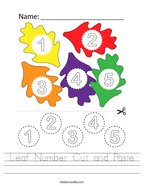 Leaf Number Cut and Paste Handwriting Sheet