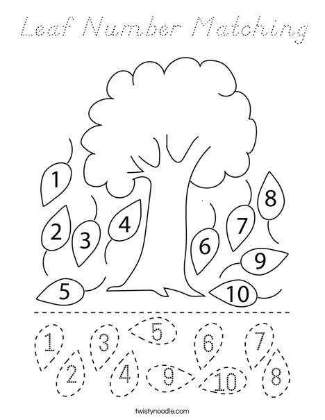 Leaf Number Matching Coloring Page