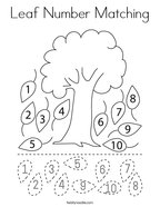 Leaf Number Matching Coloring Page