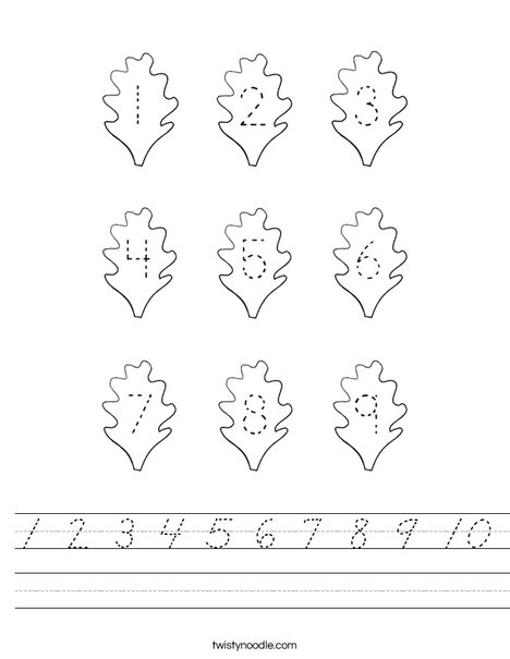 Leaf Number Tracing Worksheet