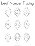 Leaf Number Tracing Coloring Page