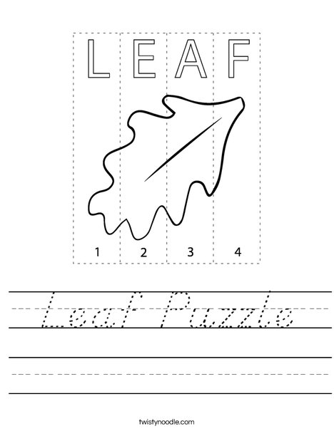 Leaf Puzzle Worksheet