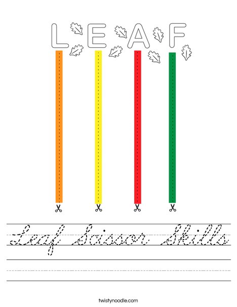 Leaf Scissor Skills Worksheet