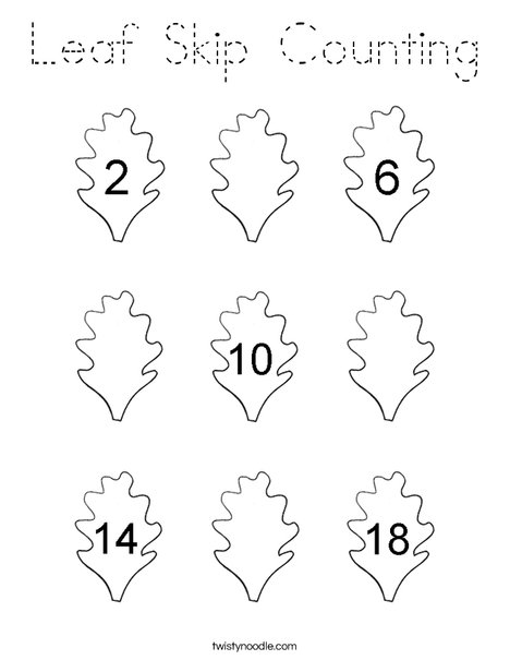 Leaf Skip Counting Coloring Page