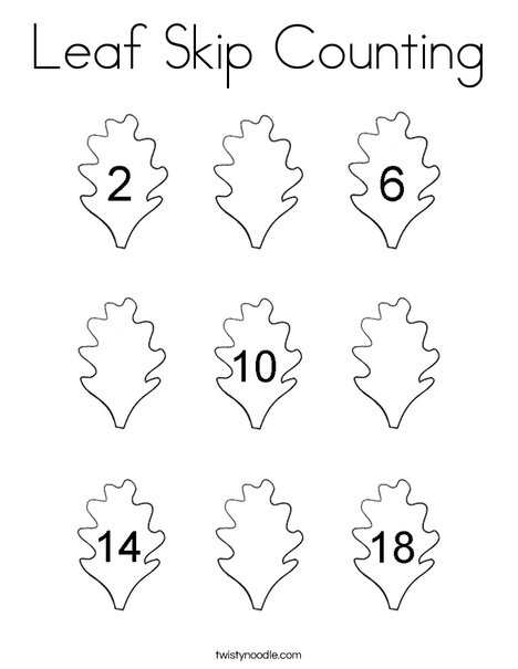Leaf Skip Counting Coloring Page