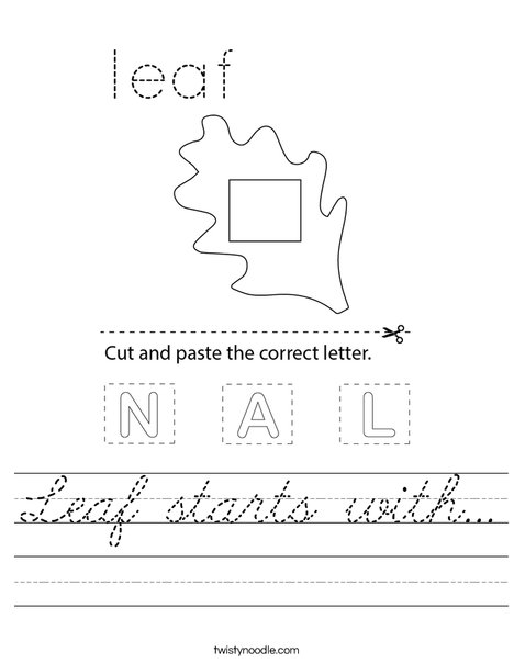 Leaf starts with... Worksheet