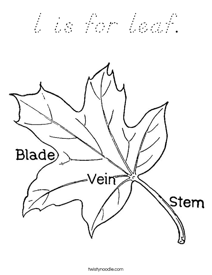 l is for leaf. Coloring Page