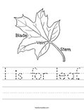l is for leaf. Worksheet