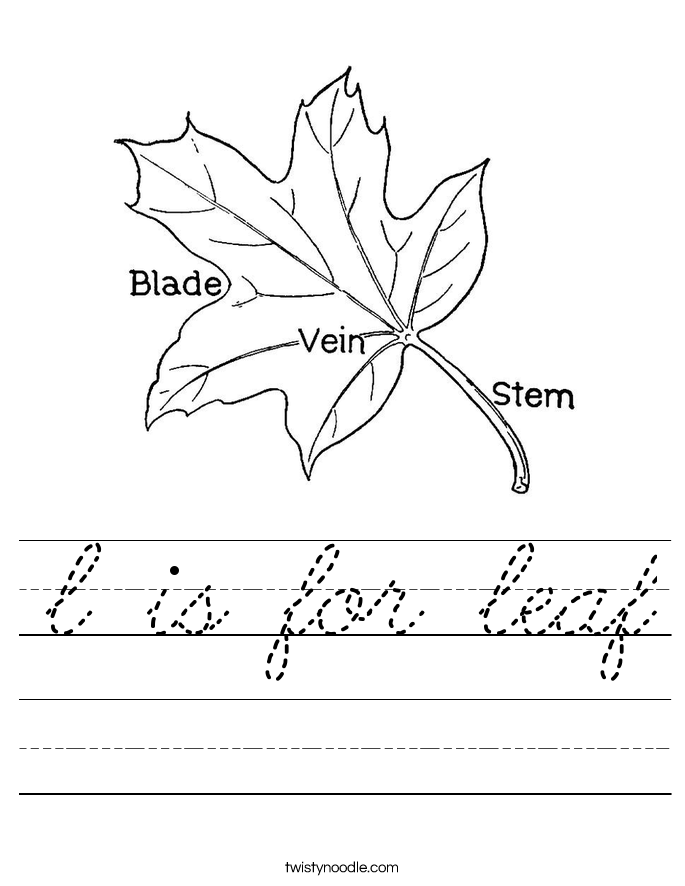 l is for leaf Worksheet