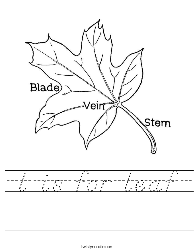 l is for leaf Worksheet