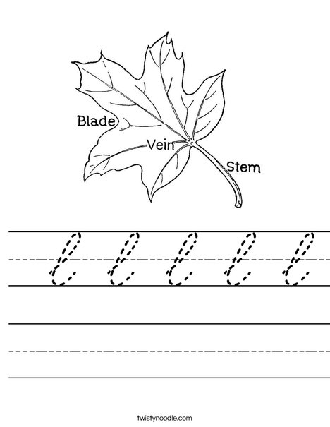 Leaf with Veins Worksheet