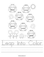 Leap into Color Handwriting Sheet