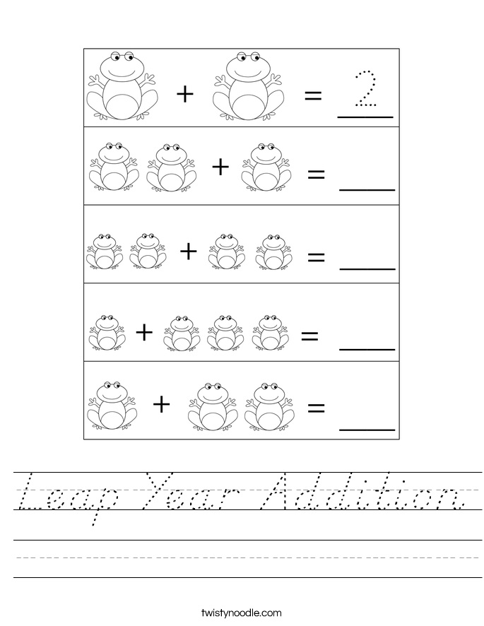 Leap Year Addition Worksheet