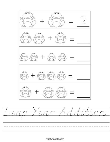 Leap Year Addition Worksheet